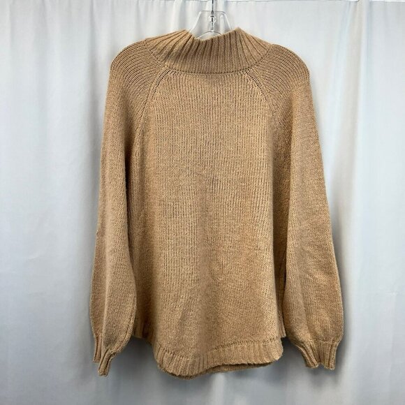 Cozy Co. Women’s Mock Neck Long Raglan Sleeve Pullover Beige Knit Sweater M/L - Picture 7 of 9